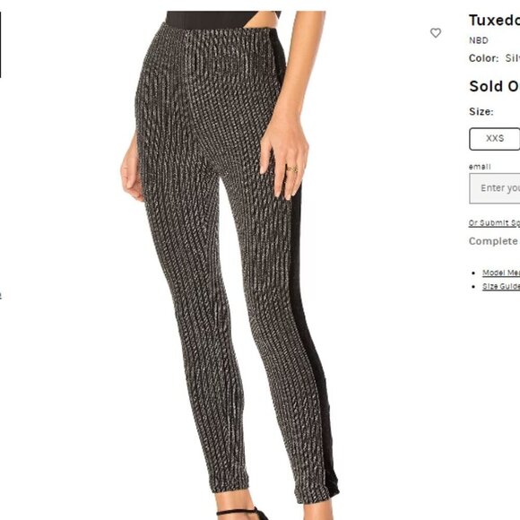 NBD | Tuxedo Legging in Silver Stripe Metallic High Rises Pull-On Pants Size M - Picture 2 of 15